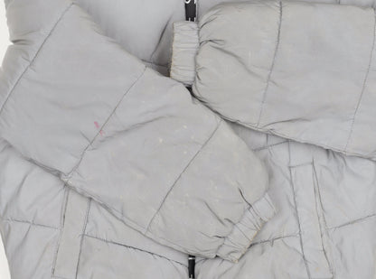 Primark Girls Grey Hooded Puffer Jacket 10-11Y Winter Coat
