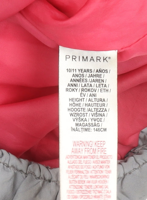 Primark Girls Grey Hooded Puffer Jacket 10-11Y Winter Coat