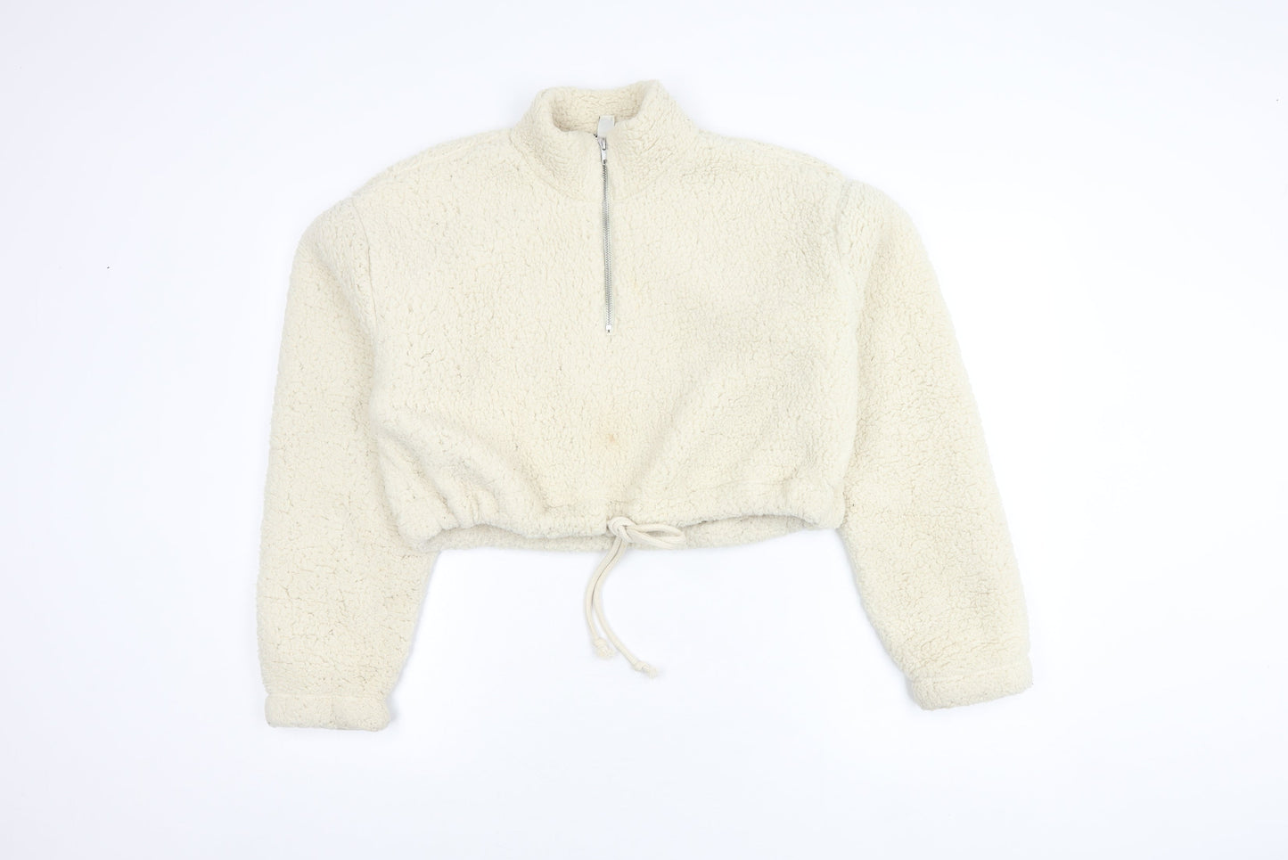 Topshop Women’s Ivory Cropped Zip Hoodie UK 8