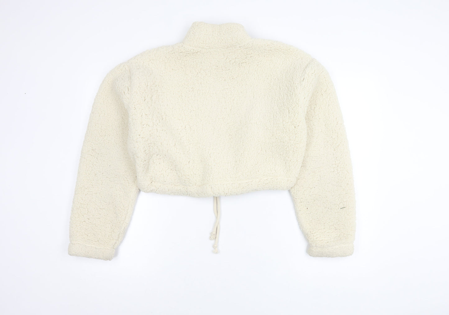 Topshop Women’s Ivory Cropped Zip Hoodie UK 8