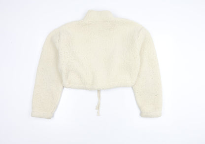 Topshop Women’s Ivory Cropped Zip Hoodie UK 8