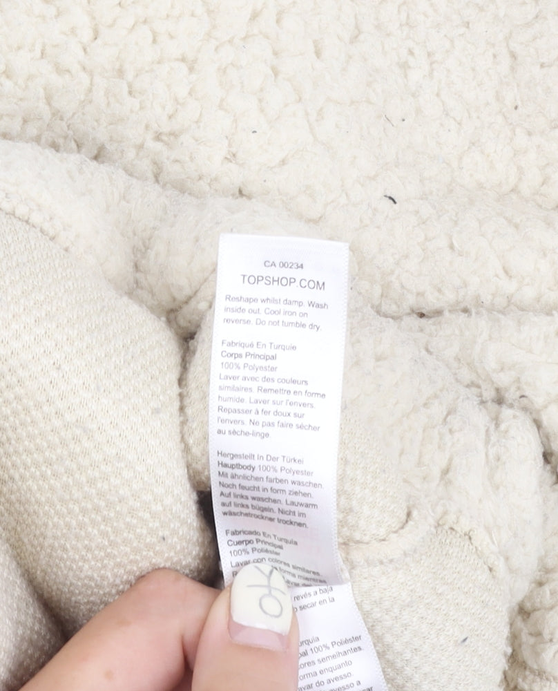 Topshop Women’s Ivory Cropped Zip Hoodie UK 8