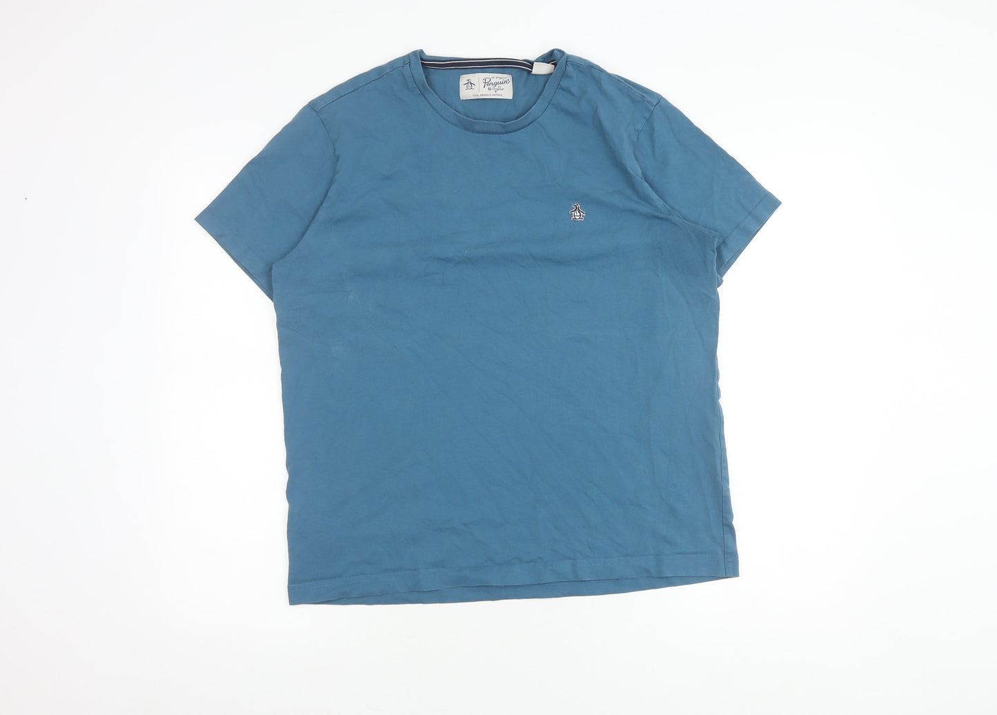 Penguin Men's Blue Cotton Crew Neck T-Shirt L