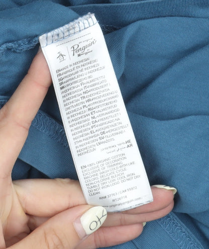 Penguin Men's Blue Cotton Crew Neck T-Shirt L