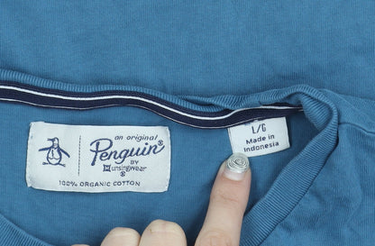 Penguin Men's Blue Cotton Crew Neck T-Shirt L