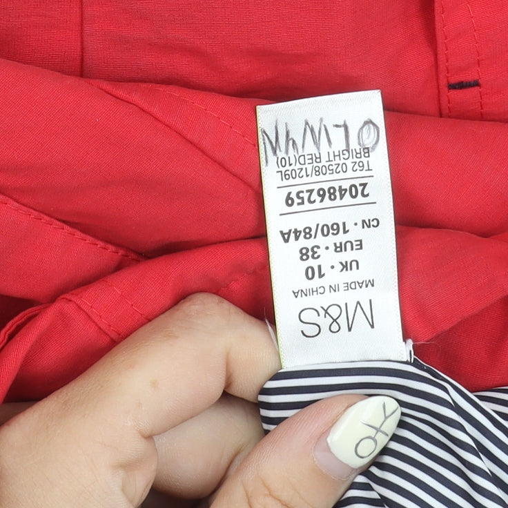Womens UK Size 10 Marks and Spencer Red Rain Coat