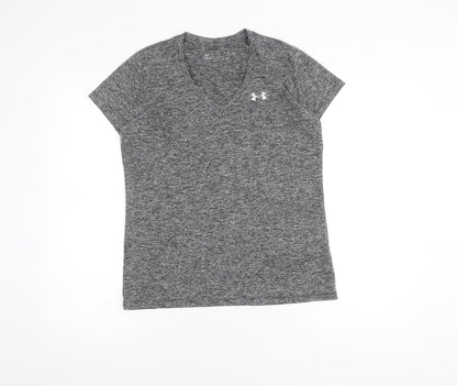 Under Armour Women's Grey V-Neck T-Shirt, Size 14