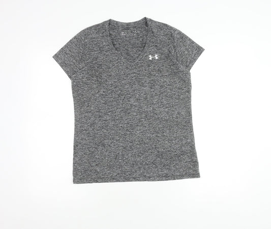 Under Armour Women's Grey V-Neck T-Shirt, Size 14