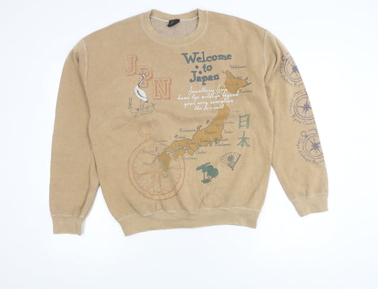 Urban Outfitters Unisex Beige Graphic Print XS Sweatshirt