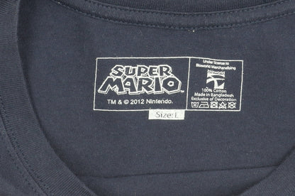 Super Mario Men's Blue Graphic T-Shirt Size L