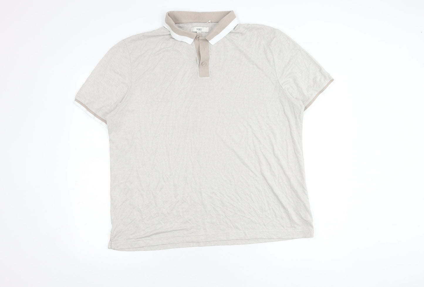 Marks & Spencer Men's XL Beige Polo Shirt Solid Casual