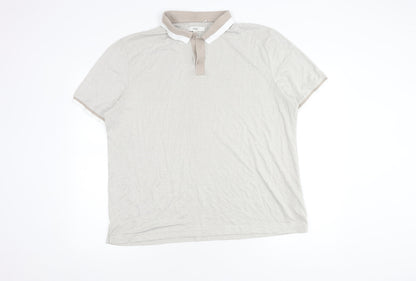 Marks & Spencer Men's XL Beige Polo Shirt Solid Casual