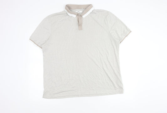 Marks & Spencer Men's XL Beige Polo Shirt Solid Casual