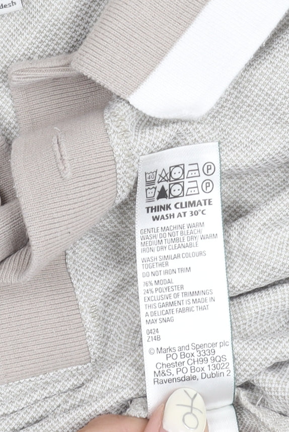 Marks & Spencer Men's XL Beige Polo Shirt Solid Casual