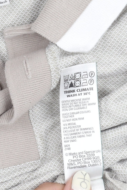 Marks & Spencer Men's XL Beige Polo Shirt Solid Casual