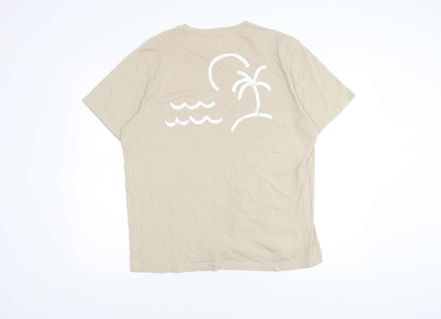 Old Navy Men’s Beige Crew Neck Beach T-Shirt, Size L