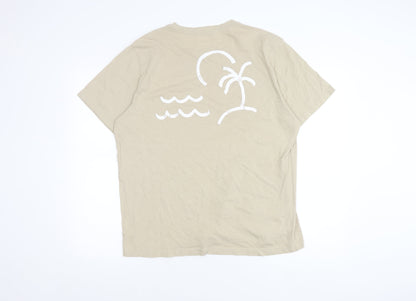 Old Navy Men’s Beige Crew Neck Beach T-Shirt, Size L