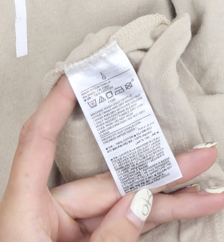 Old Navy Men’s Beige Crew Neck Beach T-Shirt, Size L