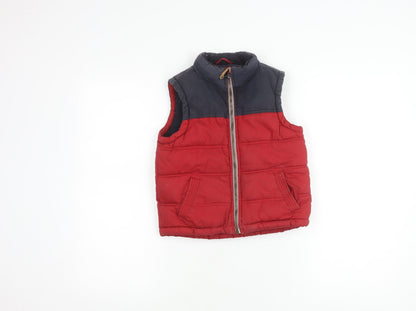 FatFace Boys Red Bodywarmer 6-7 Years Padded Zip Casual