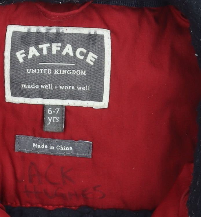FatFace Boys Red Bodywarmer 6-7 Years Padded Zip Casual