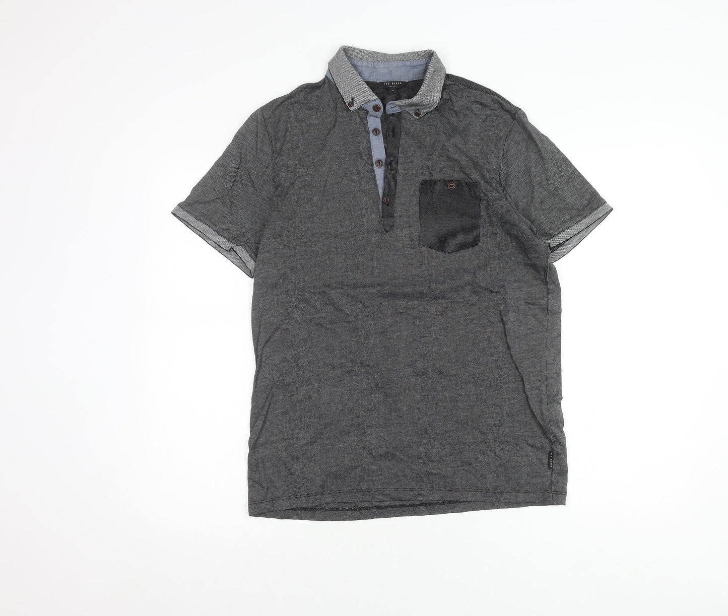 Ted Baker Men's Grey Cotton Polo Shirt, Size M