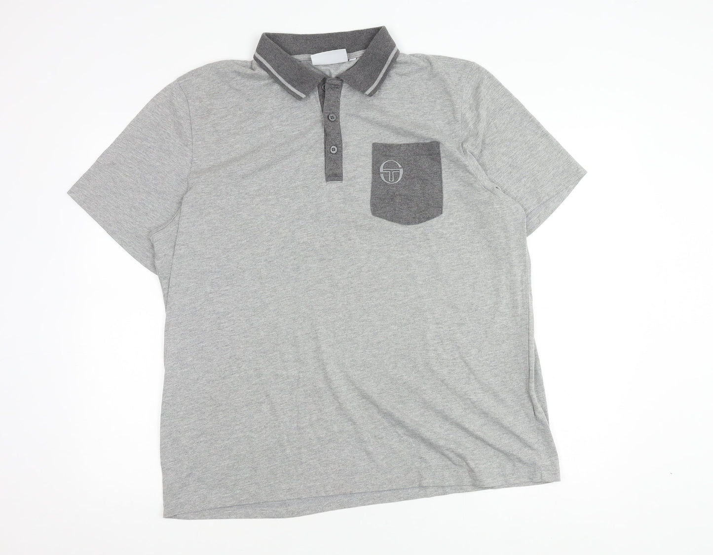 Sergio Tacchini Men's XL Grey Polo Shirt