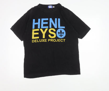 Mens UK Size M Henleys Black  T-Shirt