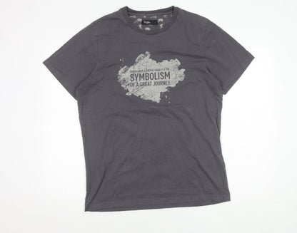 Body Spinner Men's Grey Graphic Print T-Shirt L