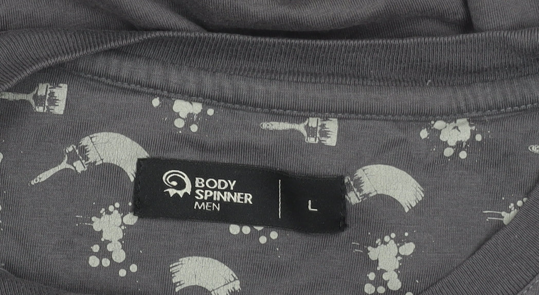 Body Spinner Men's Grey Graphic Print T-Shirt L