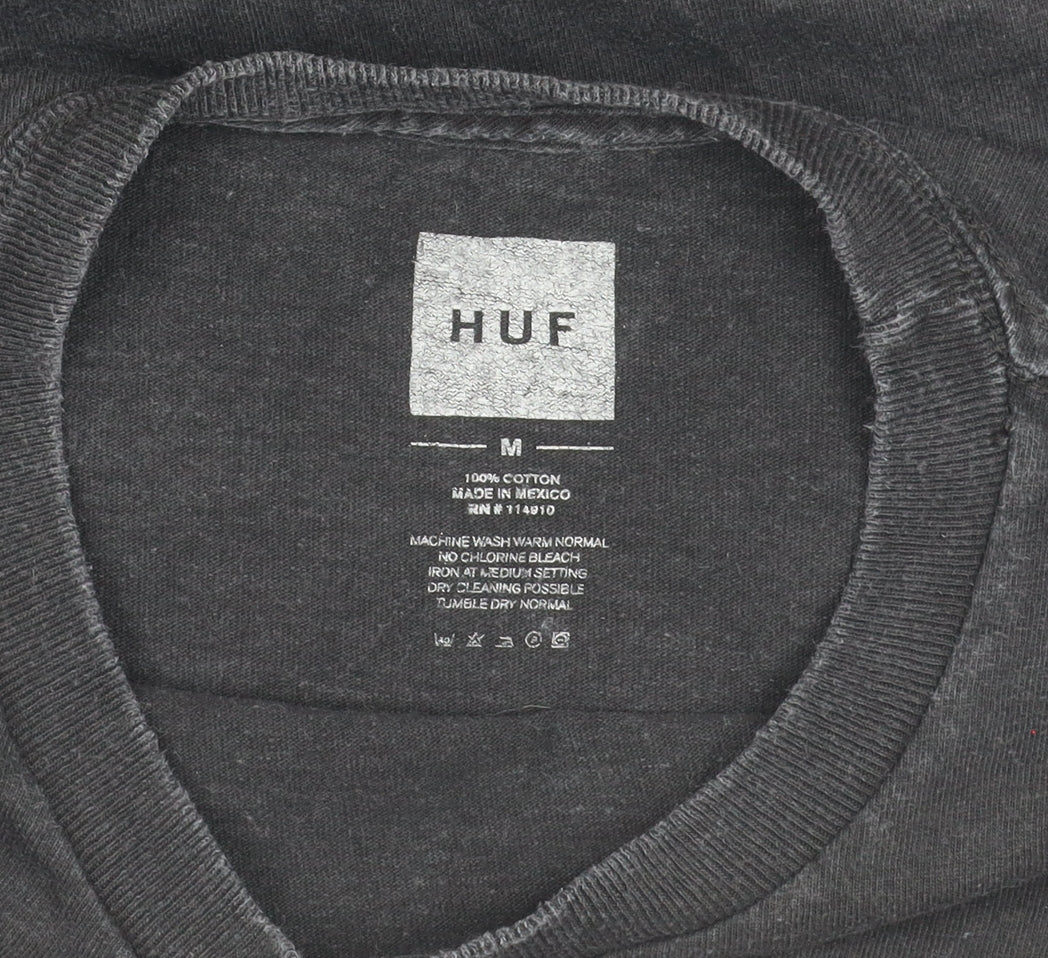 Mens UK Size M HUF Black  T-Shirt