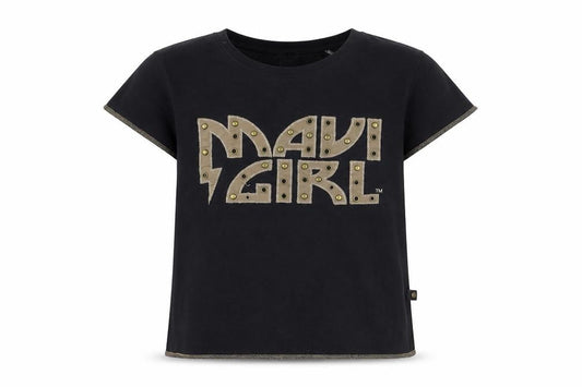 Maui Girl Black Graphic Print T-Shirt for Girls, Size 14