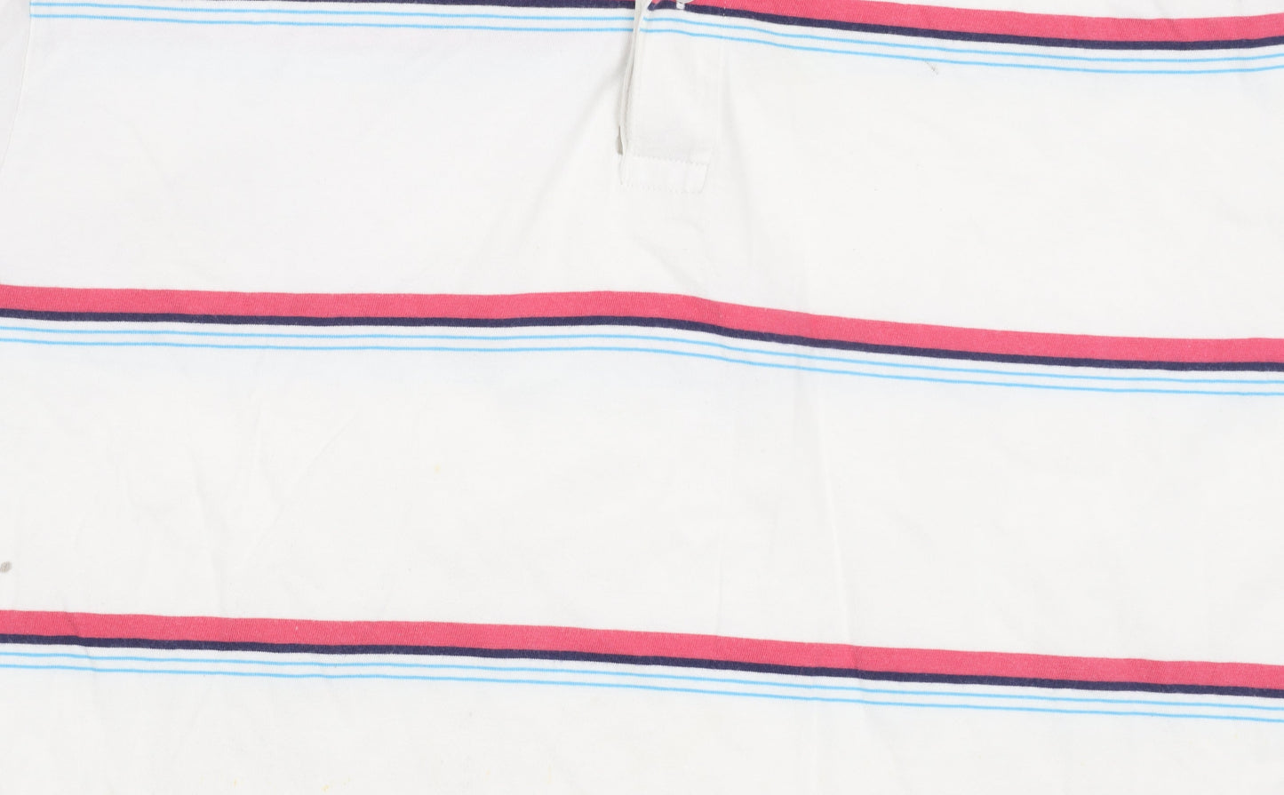 Marks and Spencer Men's White Striped Polo Shirt L