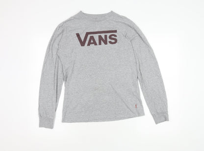 Vans Men's Grey Crew Neck Long Sleeve T-Shirt Small