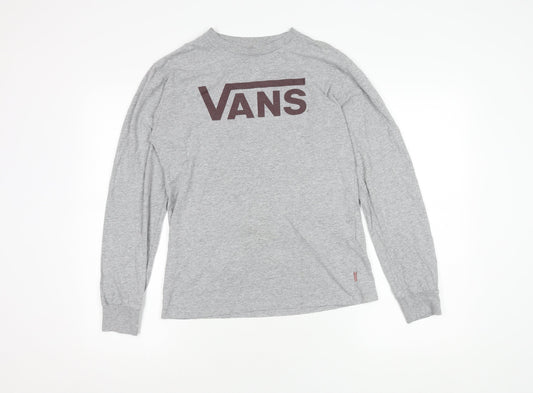 Vans Men's Grey Crew Neck Long Sleeve T-Shirt Small