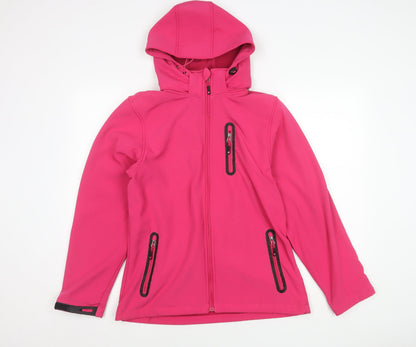 WeiHong Women's Pink Softshell Hooded Jacket 2XL