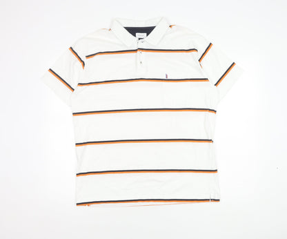 Newport Men's White Striped Polo 2XL Short Sleeve