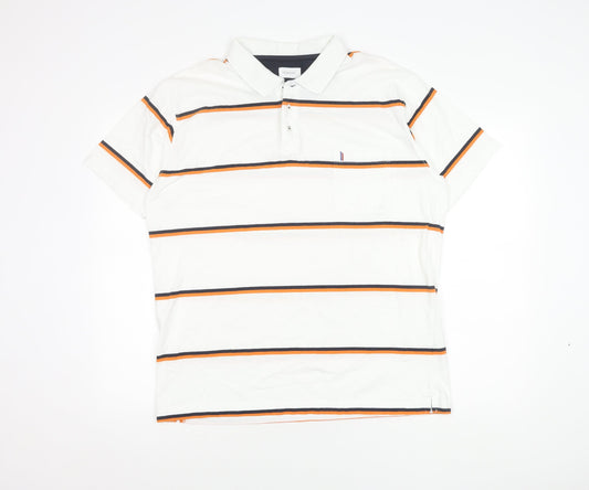Newport Men's White Striped Polo 2XL Short Sleeve