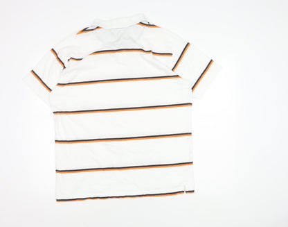 Newport Men's White Striped Polo 2XL Short Sleeve