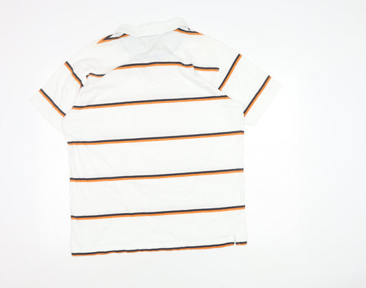 Newport Men's White Striped Polo 2XL Short Sleeve