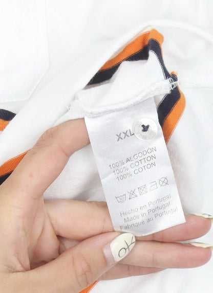 Newport Men's White Striped Polo 2XL Short Sleeve