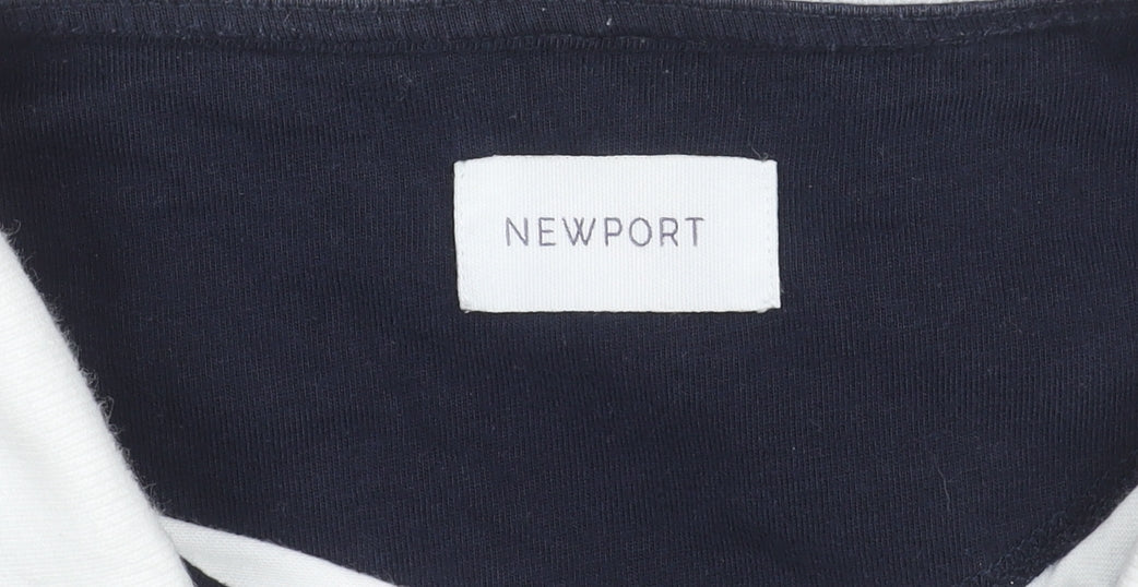 Newport Men's White Striped Polo 2XL Short Sleeve