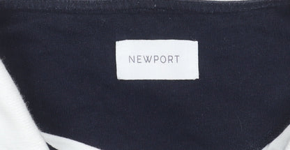 Newport Men's White Striped Polo 2XL Short Sleeve