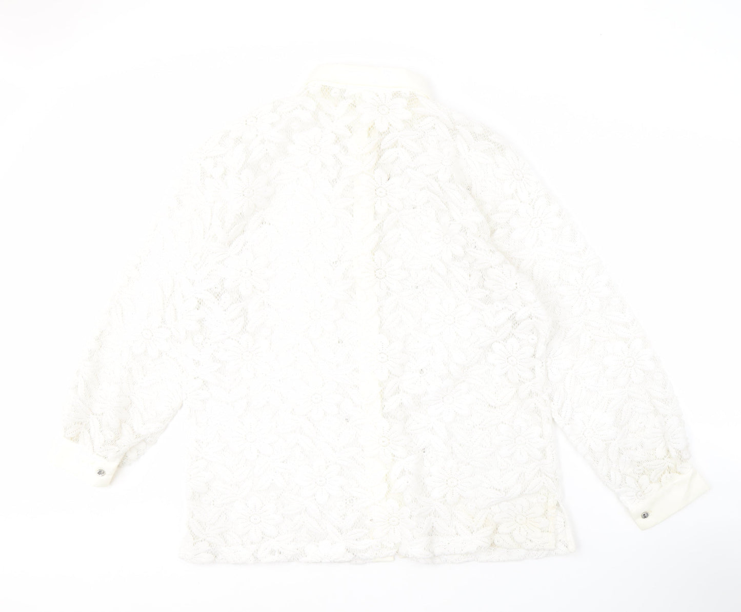 Jordana Women's White Lace Floral Blouse Size 14