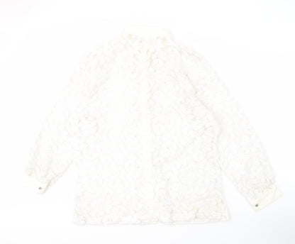 Jordana Women's White Lace Floral Blouse Size 14