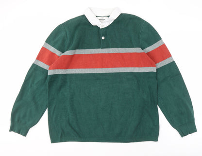 Marks and Spencer Men's Green XL Striped Pullover Jumper