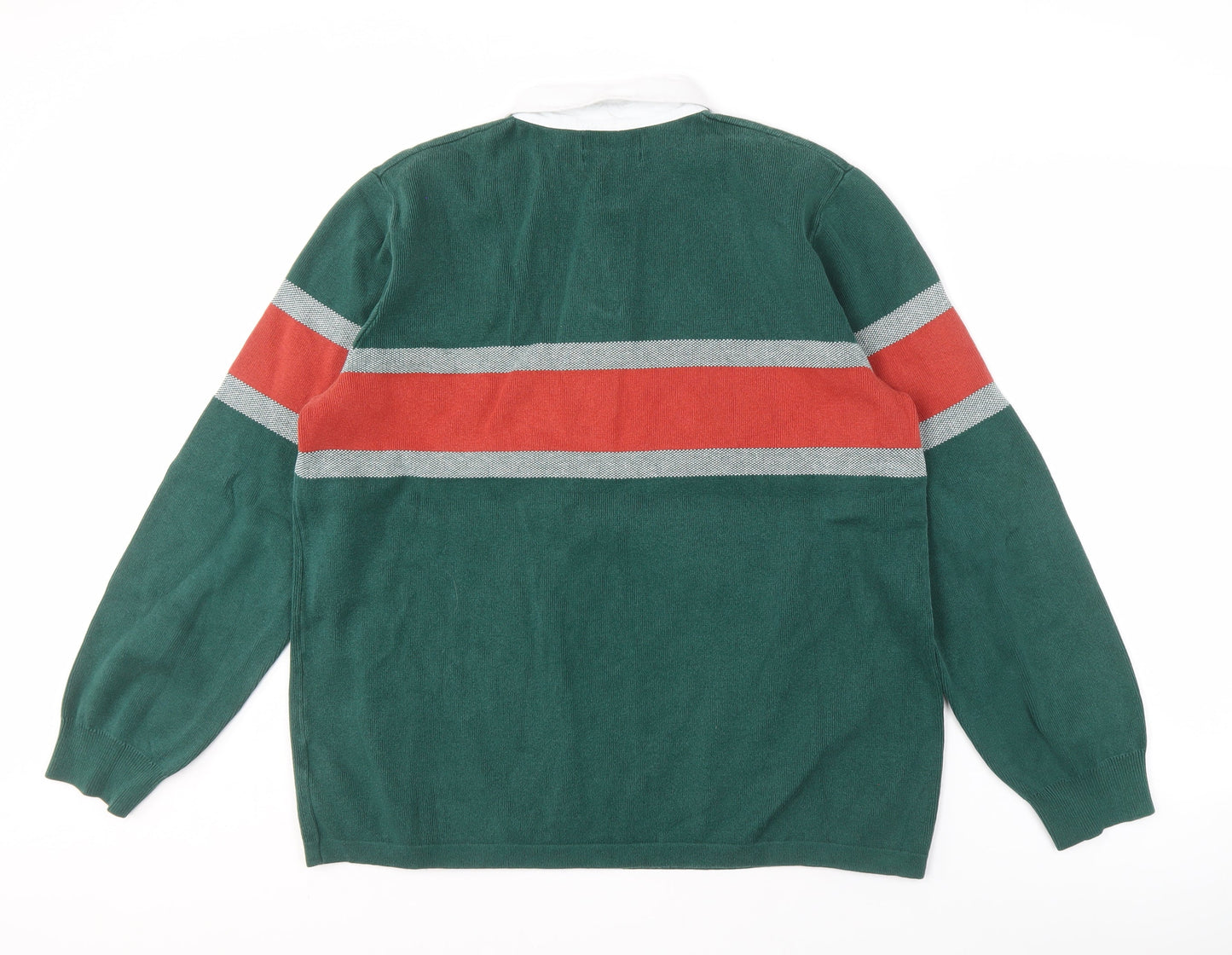 Marks and Spencer Men's Green XL Striped Pullover Jumper