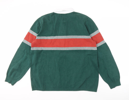Marks and Spencer Men's Green XL Striped Pullover Jumper