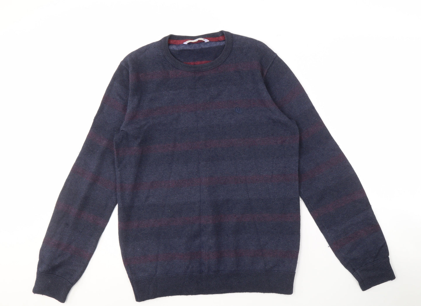 Fat Face Men's Blue Striped Wool Pullover Jumper M