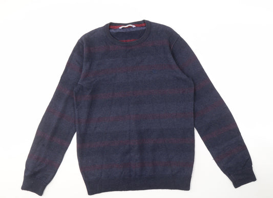 Fat Face Men's Blue Striped Wool Pullover Jumper M