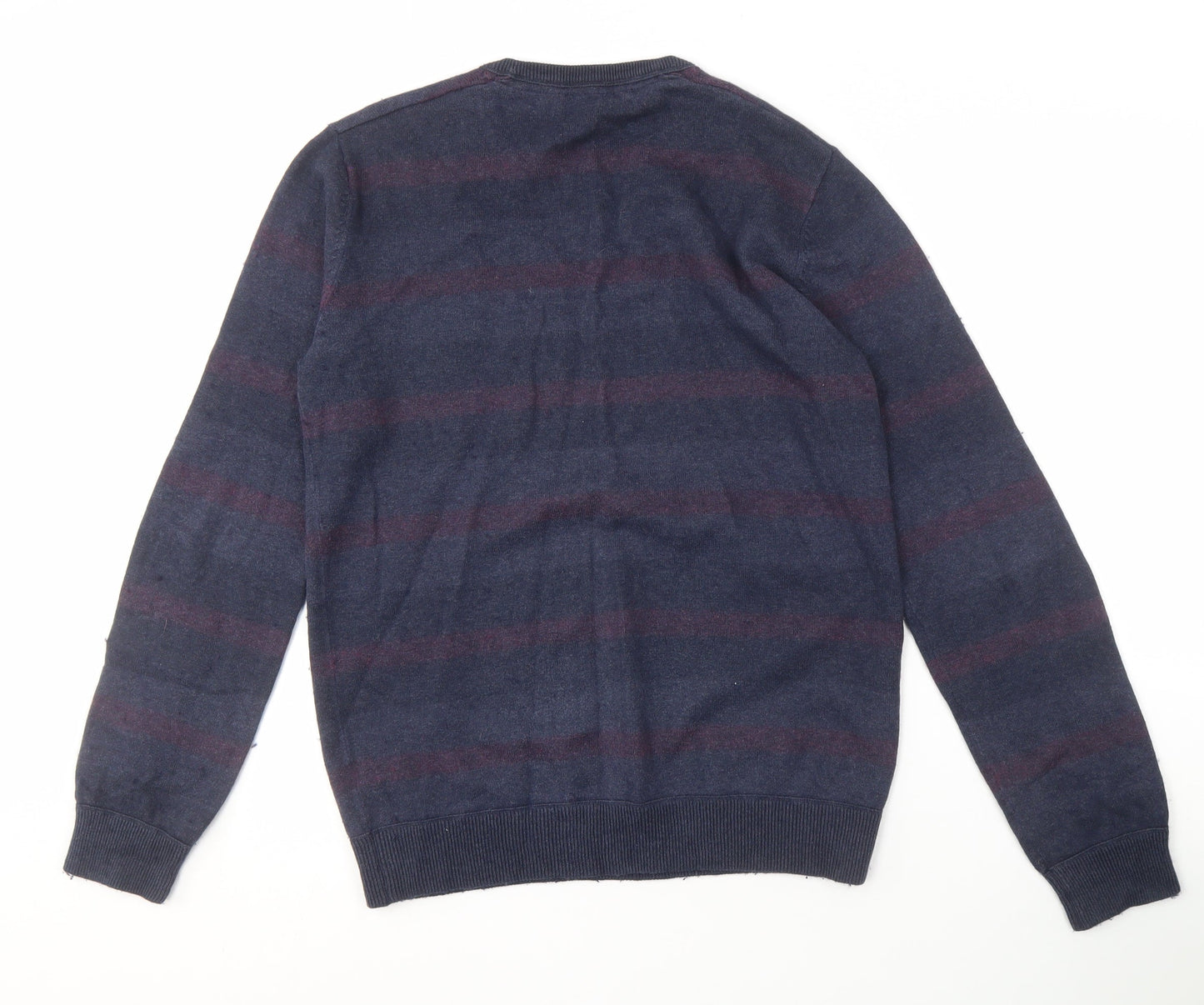 Fat Face Men's Blue Striped Wool Pullover Jumper M